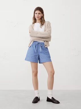 Banana Republic Drawstring Shorts - Blue and White Stripe, size XL